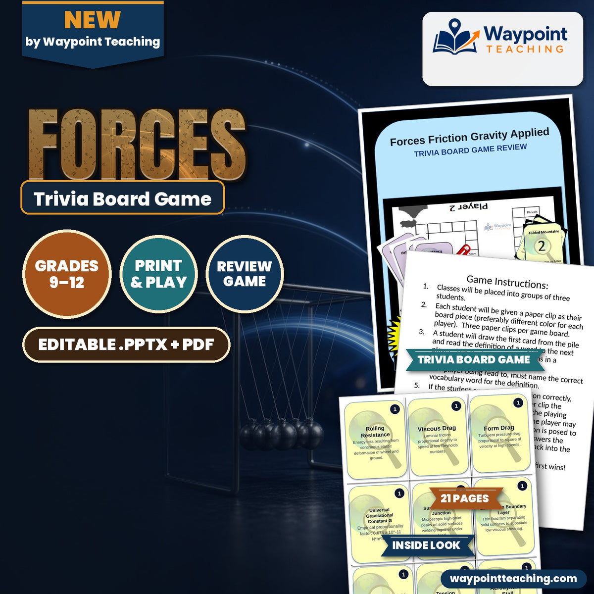 Forces: Friction, Gravity, & Applied Forces Trivia Board Game cover