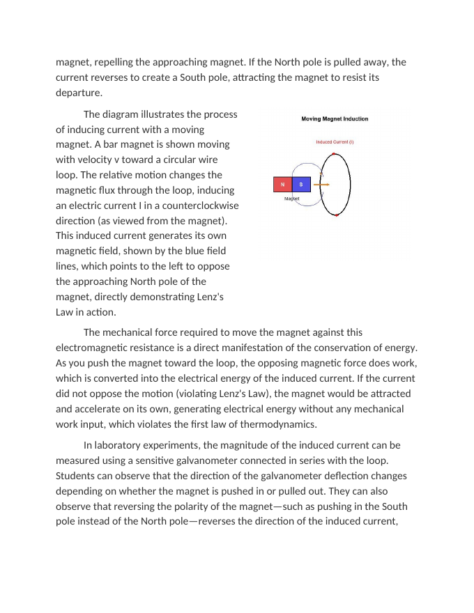 Inducing Current with Moving Magnets Reading Worksheet sample page