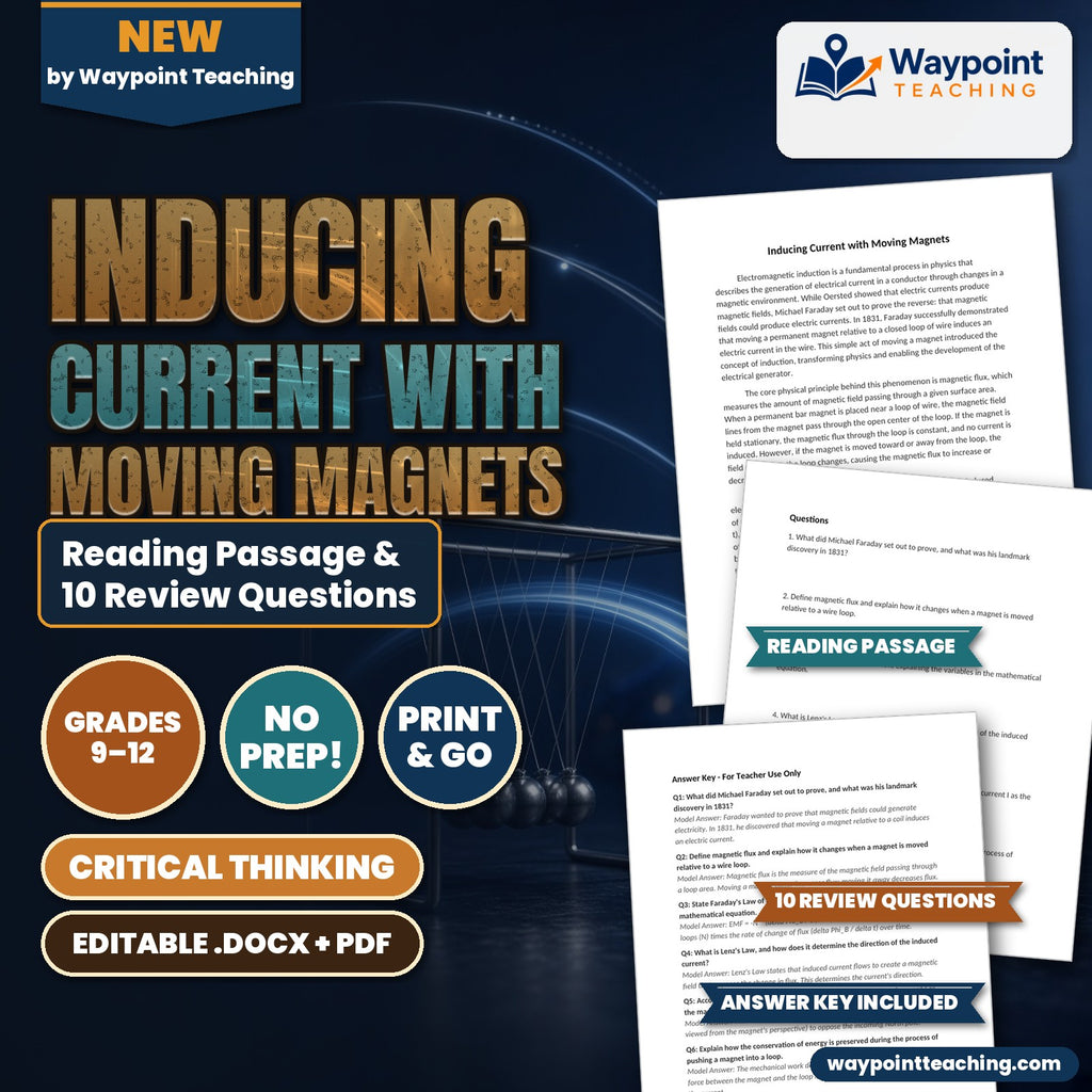 Inducing Current with Moving Magnets Reading Worksheet cover