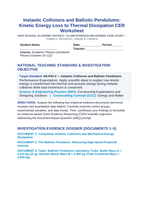 Inelastic Collisions and Ballistic Pendulums: Kinetic Energy Loss to Thermal Dissipation CER Phenomena Worksheet sample page