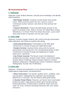 Introduction to Nuclear Energy & Applications 5E Lesson Plan sample page