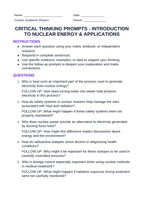 Introduction to Nuclear Energy & Applications Critical Thinking Prompts sample page