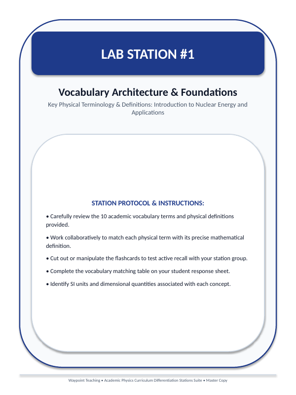 Introduction to Nuclear Energy & Applications Differentiation Stations sample page