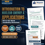 Introduction to Nuclear Energy & Applications Fill-in-the-Blank Vocabulary Worksheet cover