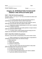 Introduction to Nuclear Energy & Applications Lesson Quiz sample page