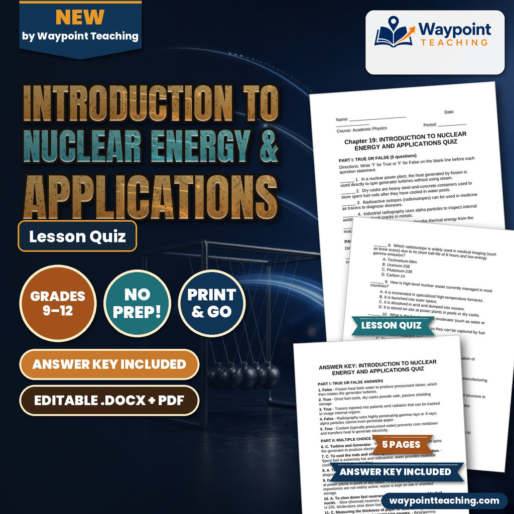 Introduction to Nuclear Energy & Applications Lesson Quiz cover