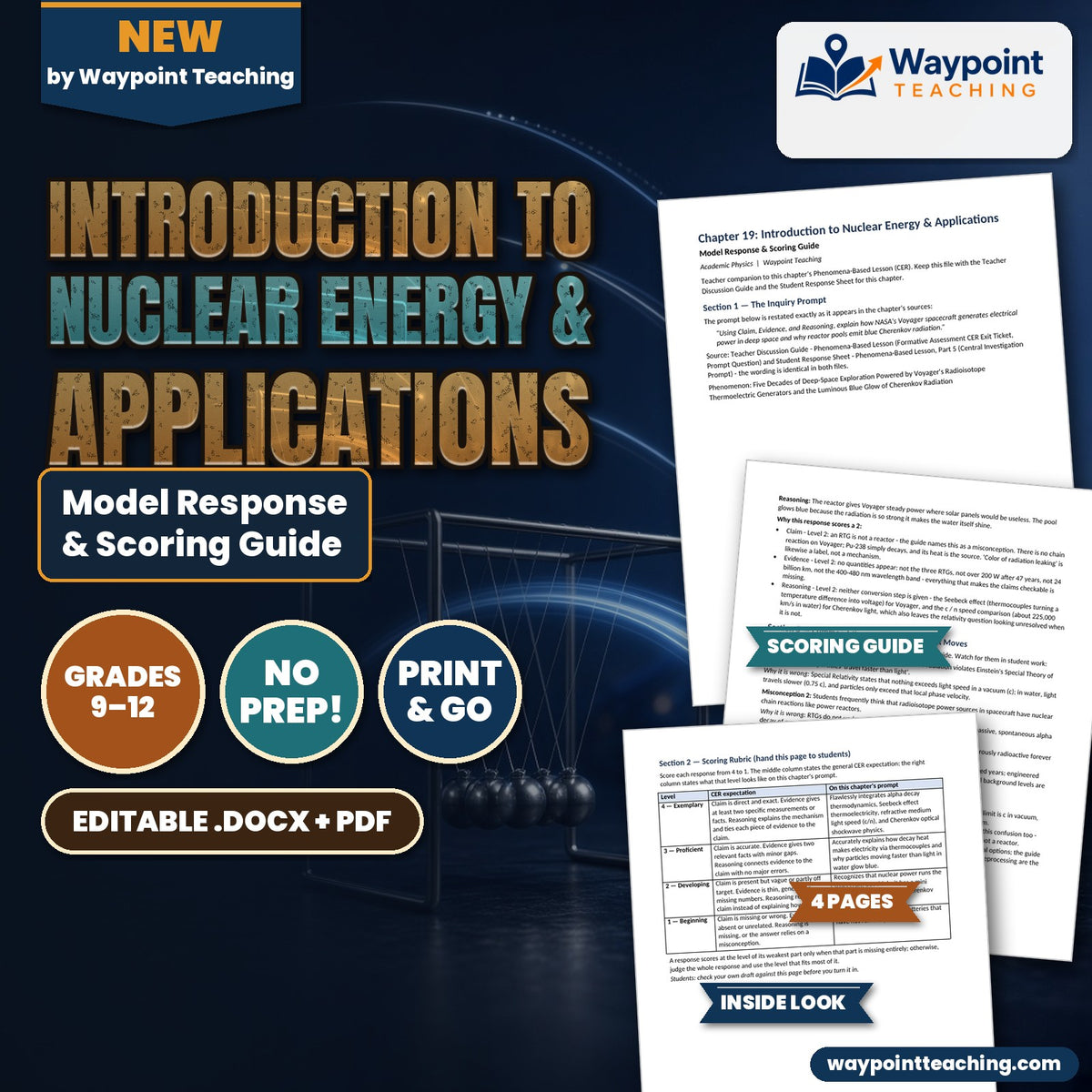 Introduction to Nuclear Energy & Applications Model Response & Scoring Guide cover