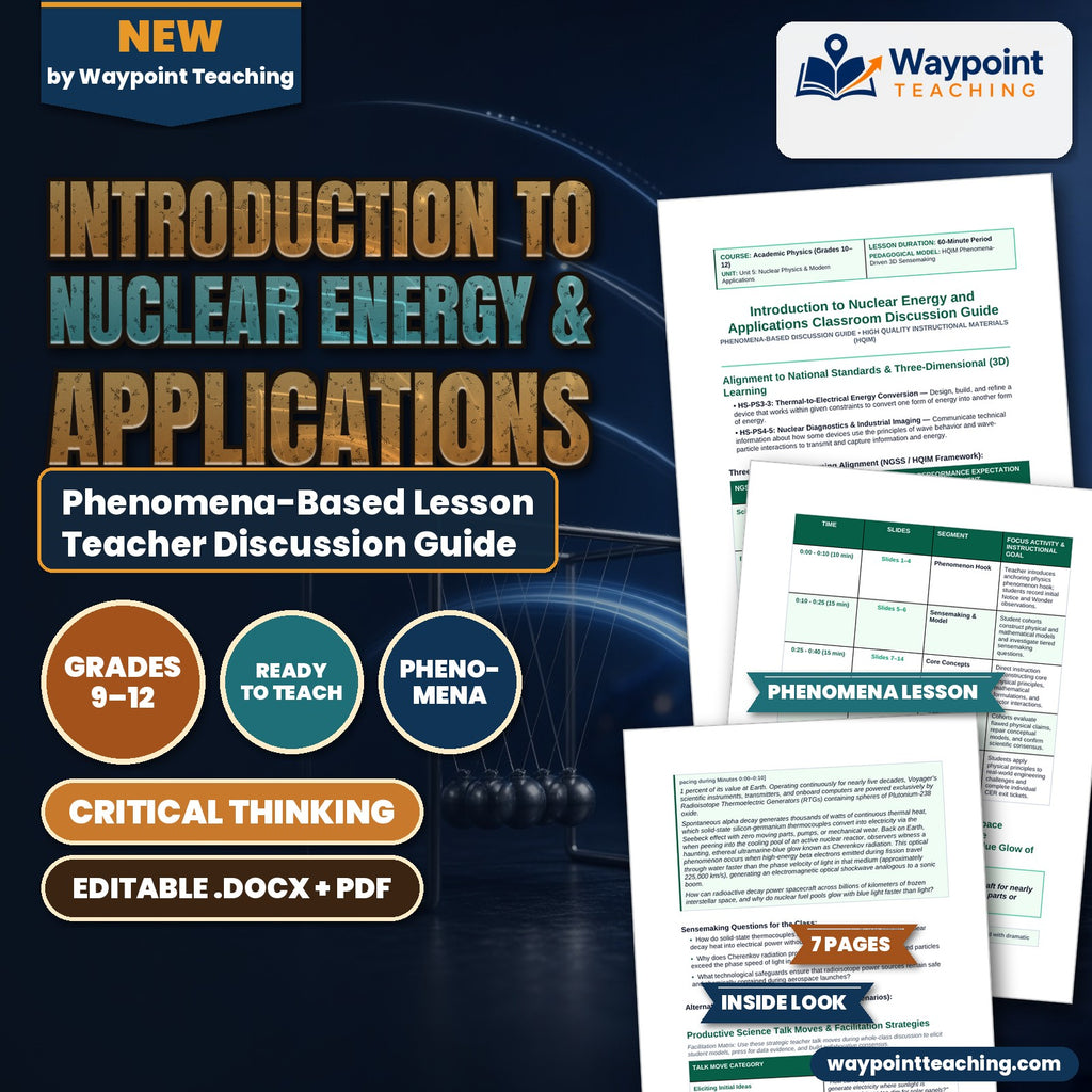 Introduction to Nuclear Energy & Applications Phenomena-Based Lesson: Five Decades of Deep-Space Exploration Powered by Voyager's Radioisotope Thermoelectric Generators and the Luminous Blue Glow of Cherenkov Radiation Teacher Discussion Guide cover