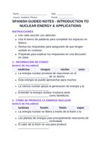 Introduction to Nuclear Energy & Applications Spanish Guided Notes sample page