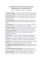 Introduction to Nuclear Energy & Applications Vocabulary Words & Definitions sample page