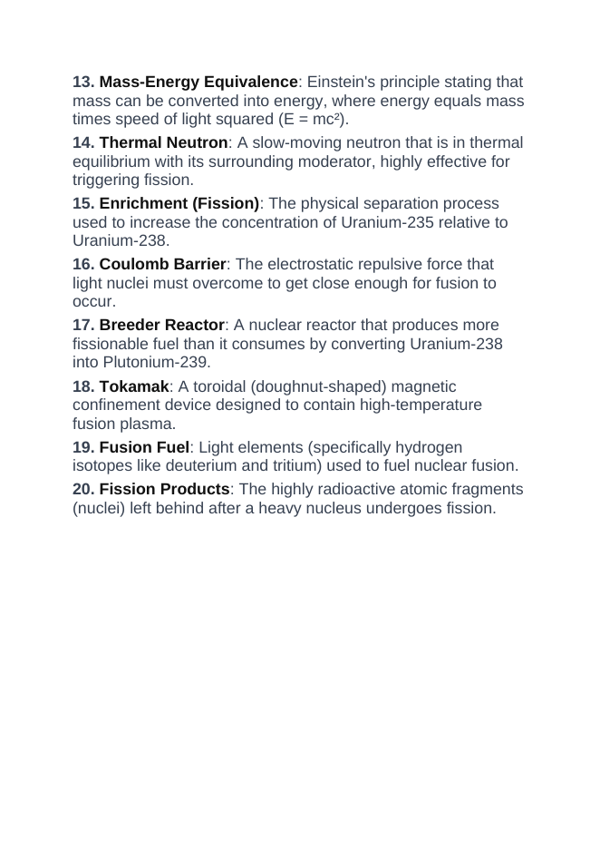 Introduction to Nuclear Energy & Applications Vocabulary Words & Definitions sample page