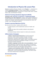 Introduction to Physics & the Scientific Method 5E Lesson Plan sample page