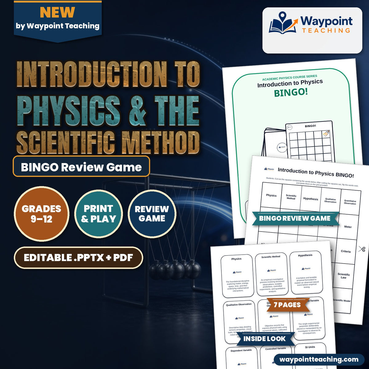 Introduction to Physics & the Scientific Method BINGO Review Game cover