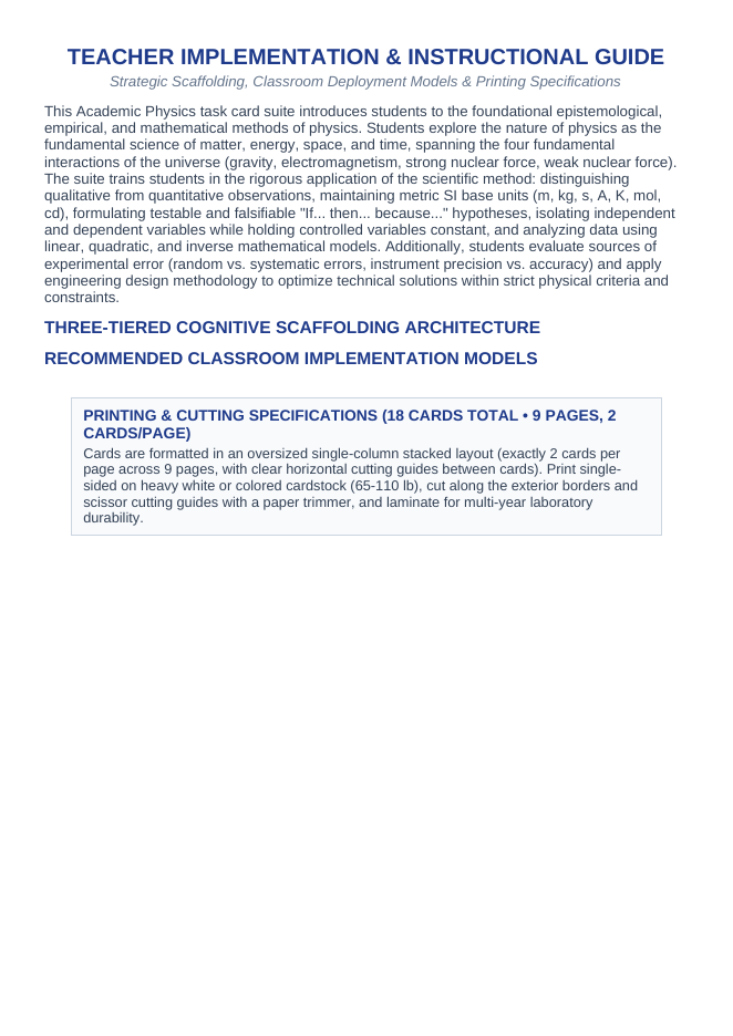 Introduction to Physics & the Scientific Method CER Task Cards sample page
