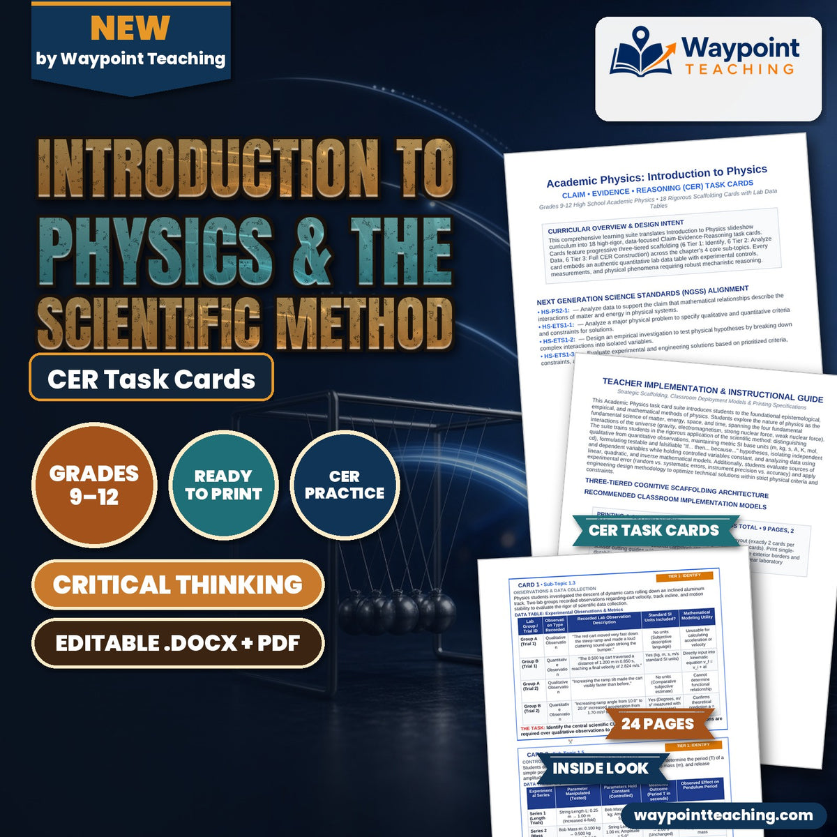 Introduction to Physics & the Scientific Method CER Task Cards cover