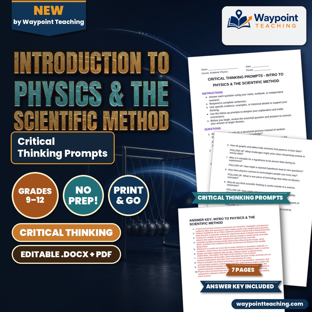 Introduction to Physics & the Scientific Method Critical Thinking Prompts cover