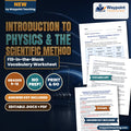 Introduction to Physics & the Scientific Method Fill-in-the-Blank Vocabulary Worksheet cover