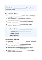 Introduction to Physics & the Scientific Method Guided Notes sample page