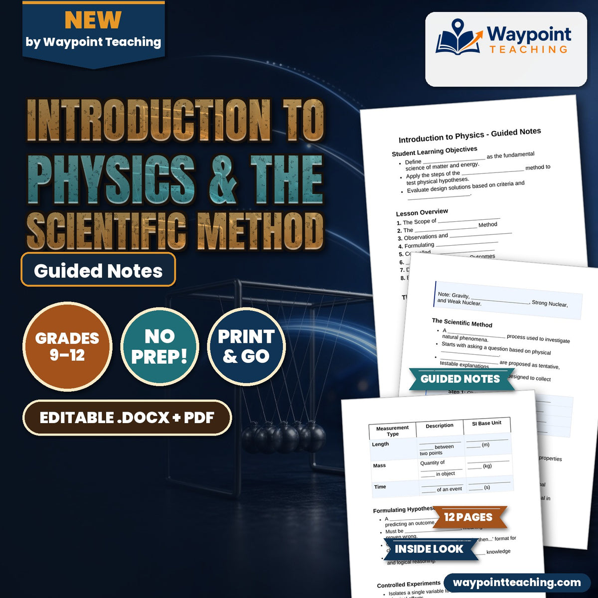 Introduction to Physics & the Scientific Method Guided Notes cover