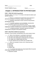 Introduction to Physics & the Scientific Method Lesson Quiz sample page