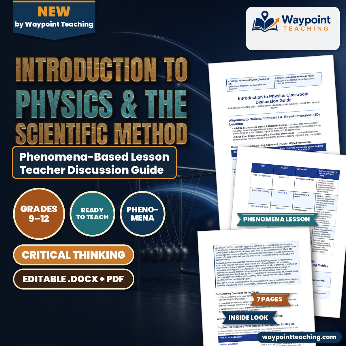 Introduction to Physics & the Scientific Method Phenomena-Based Lesson: Measuring the Macroscopic Curvature and Circumference of Planet Earth Using Midday Sunbeam Shadows in Deep Wells Teacher Discussion Guide cover