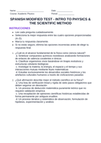 Introduction to Physics & the Scientific Method Spanish Unit Test sample page