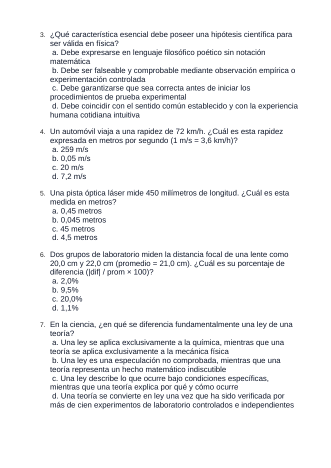 Introduction to Physics & the Scientific Method Spanish Unit Test sample page
