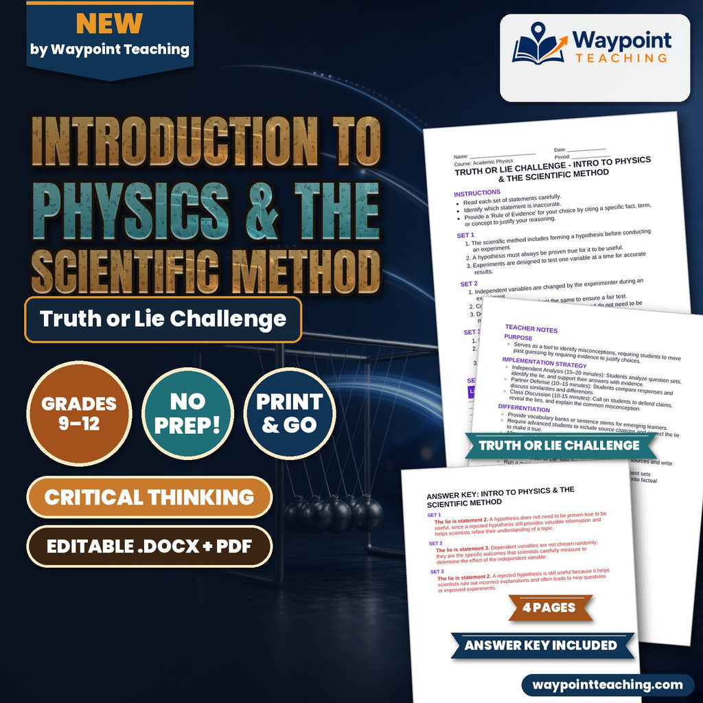 Introduction to Physics & the Scientific Method Truth or Lie Challenge cover
