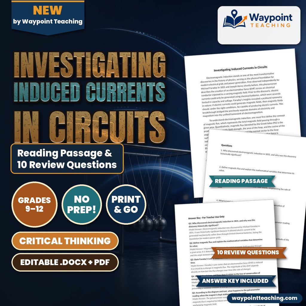 Investigating Induced Currents in Circuits Reading Worksheet cover