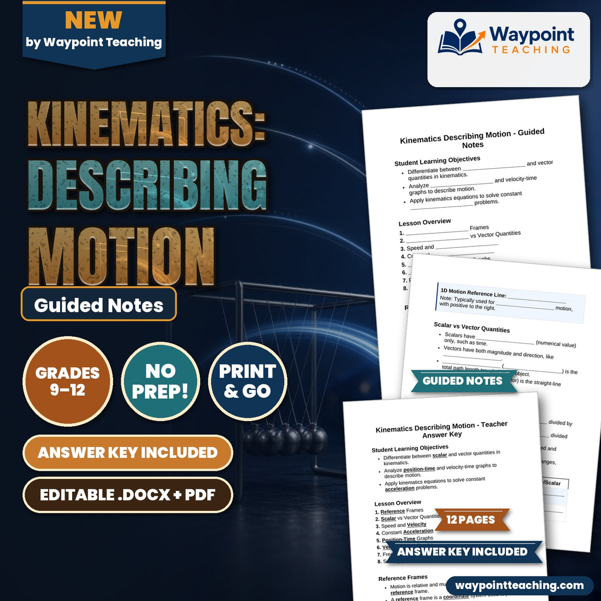 Kinematics: Describing Motion Guided Notes cover