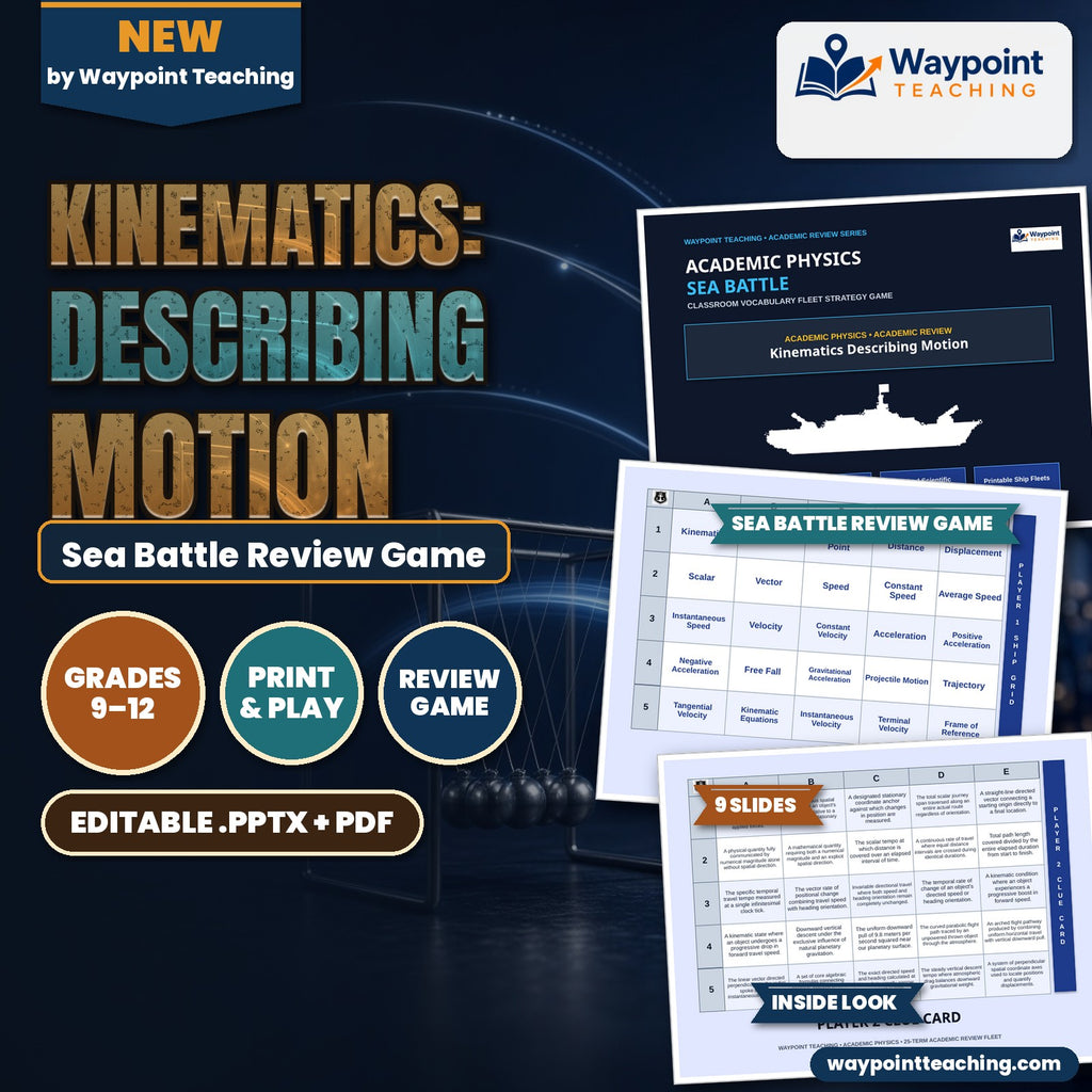 Kinematics: Describing Motion Sea Battle Review Game cover
