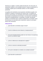 Kinematics: Describing Motion Spanish Reading Passage & Comprehension Questions sample page