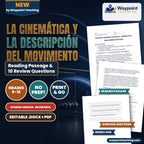 Kinematics: Describing Motion Spanish Reading Passage & Comprehension Questions cover