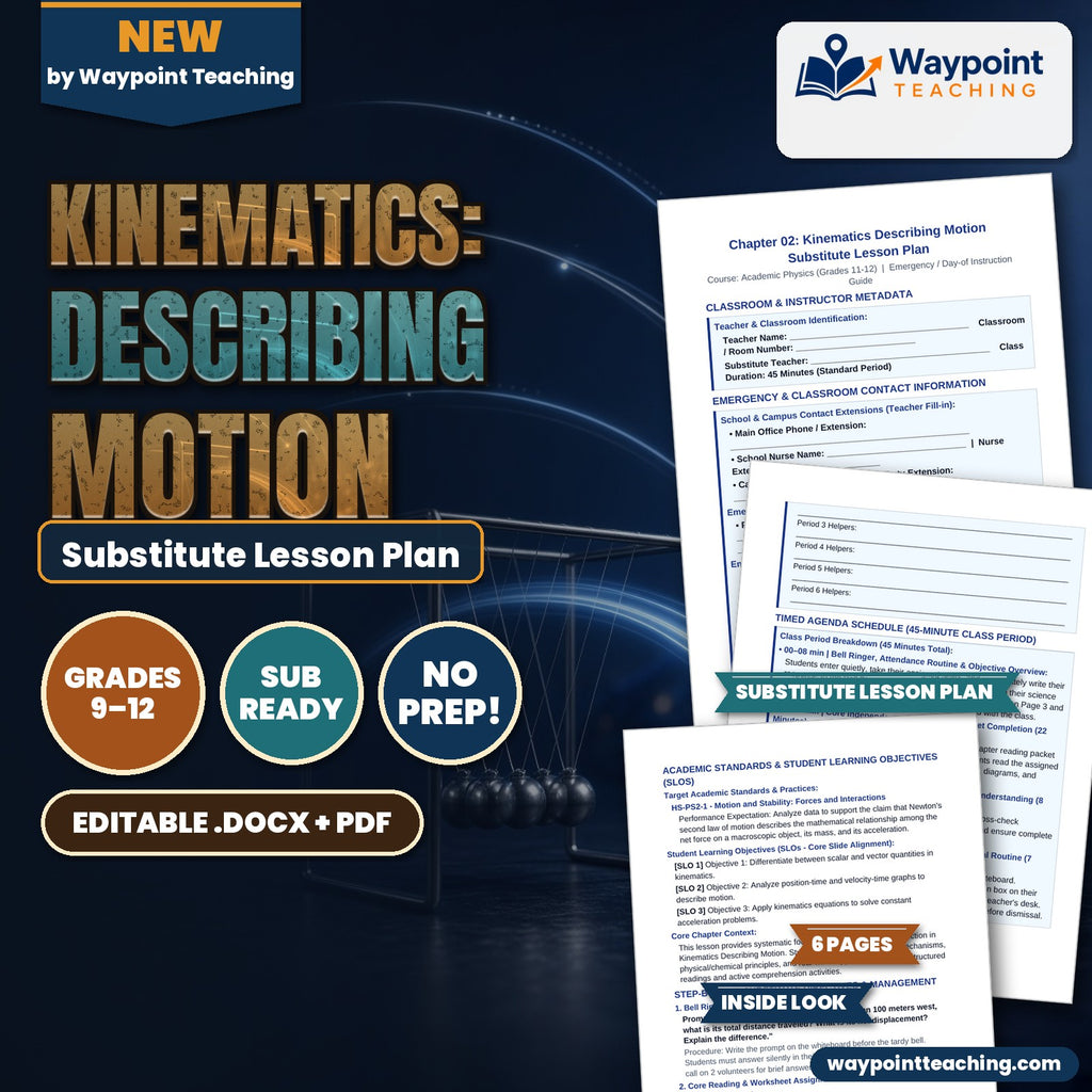 Kinematics: Describing Motion Substitute Lesson Plan cover