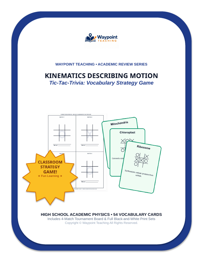 Kinematics: Describing Motion Tic-Tac-Toe Review Game sample page