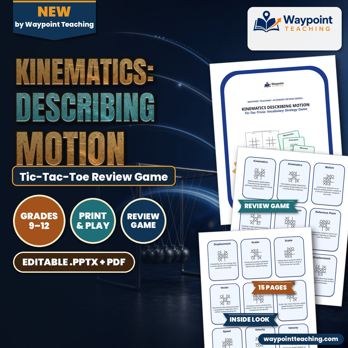Kinematics: Describing Motion Tic-Tac-Toe Review Game cover