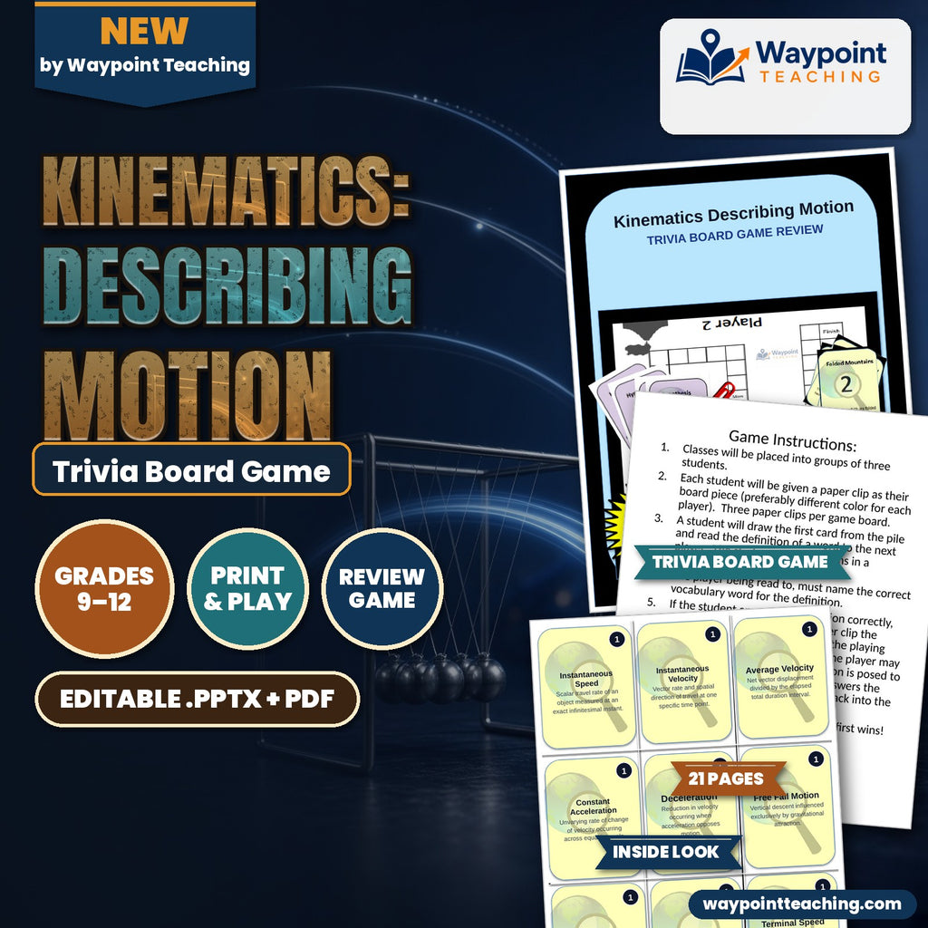 Kinematics: Describing Motion Trivia Board Game cover