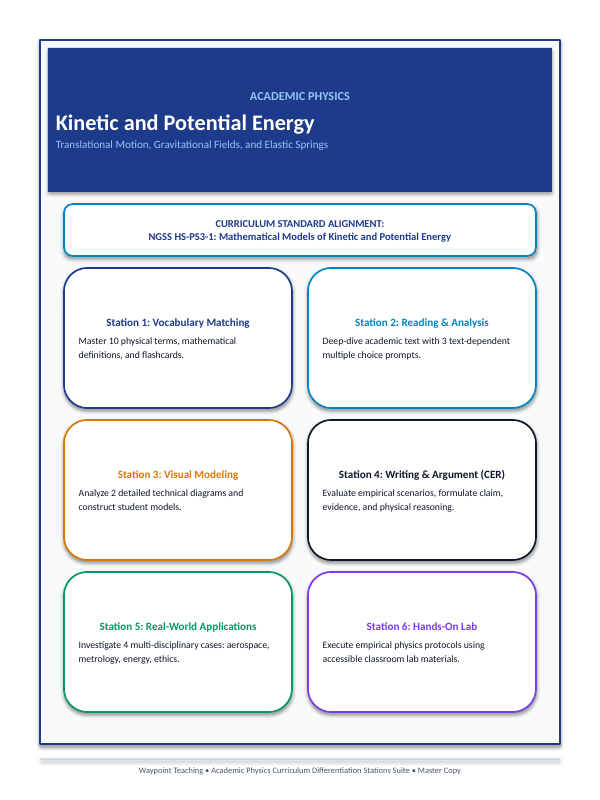 Kinetic & Potential Energy Differentiation Stations sample page