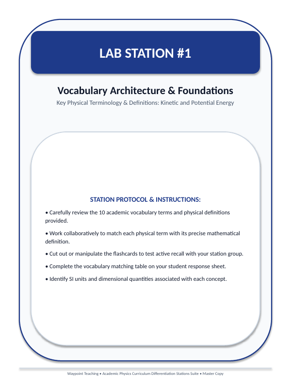 Kinetic & Potential Energy Differentiation Stations sample page