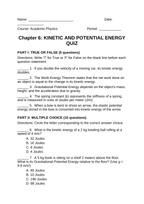 Kinetic & Potential Energy Lesson Quiz sample page