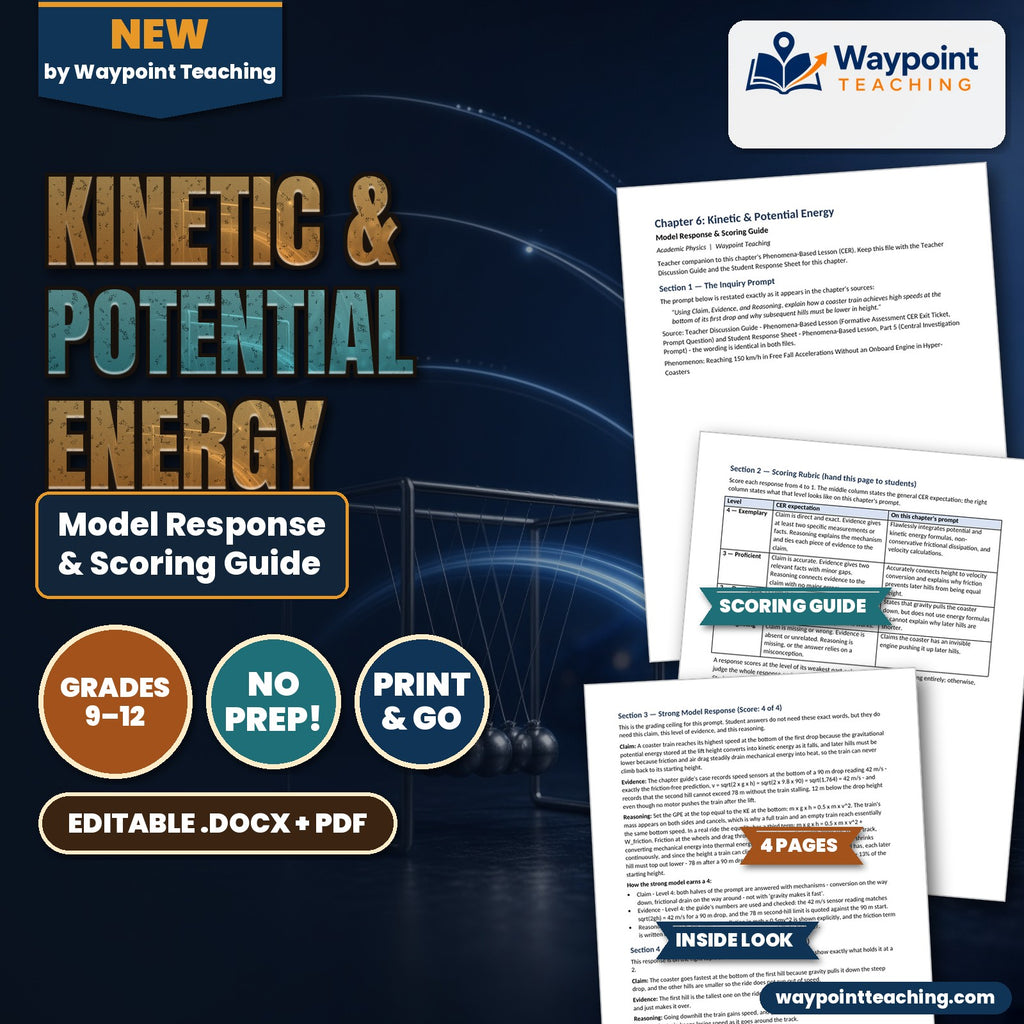 Kinetic & Potential Energy Model Response & Scoring Guide cover