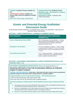 Kinetic & Potential Energy Scaffolded Phenomena-Based Lesson: Reaching 150 km/h in Free Fall Accelerations Without an Onboard Engine in Hyper-Coasters Teacher Discussion Guide sample page