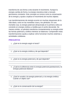 Kinetic & Potential Energy Spanish Reading Passage & Comprehension Questions sample page