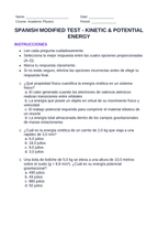 Kinetic & Potential Energy Spanish Unit Test sample page
