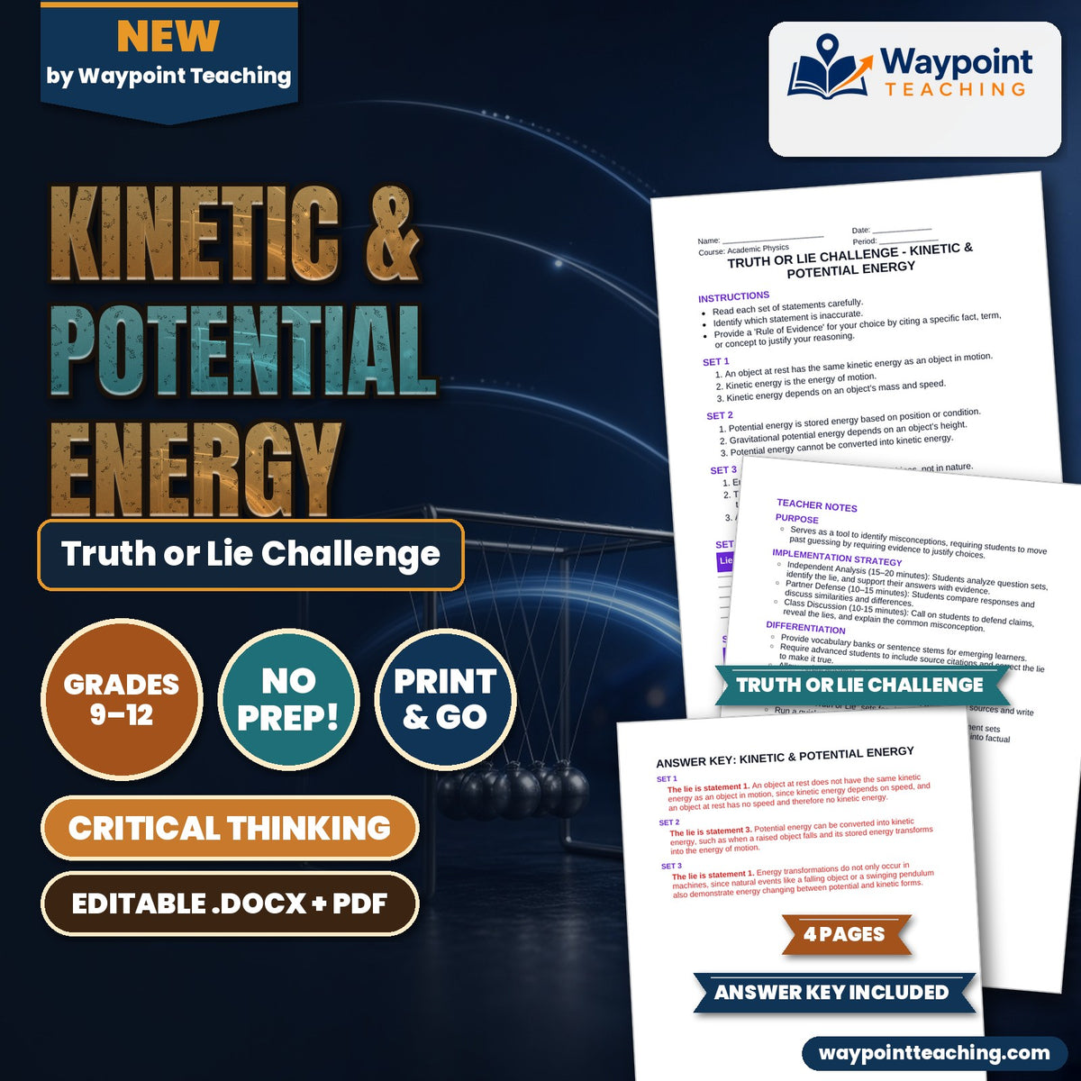 Kinetic & Potential Energy Truth or Lie Challenge cover