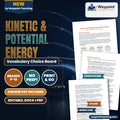 Kinetic & Potential Energy Vocabulary Choice Board cover