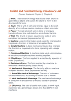 Kinetic & Potential Energy Vocabulary Words & Definitions sample page