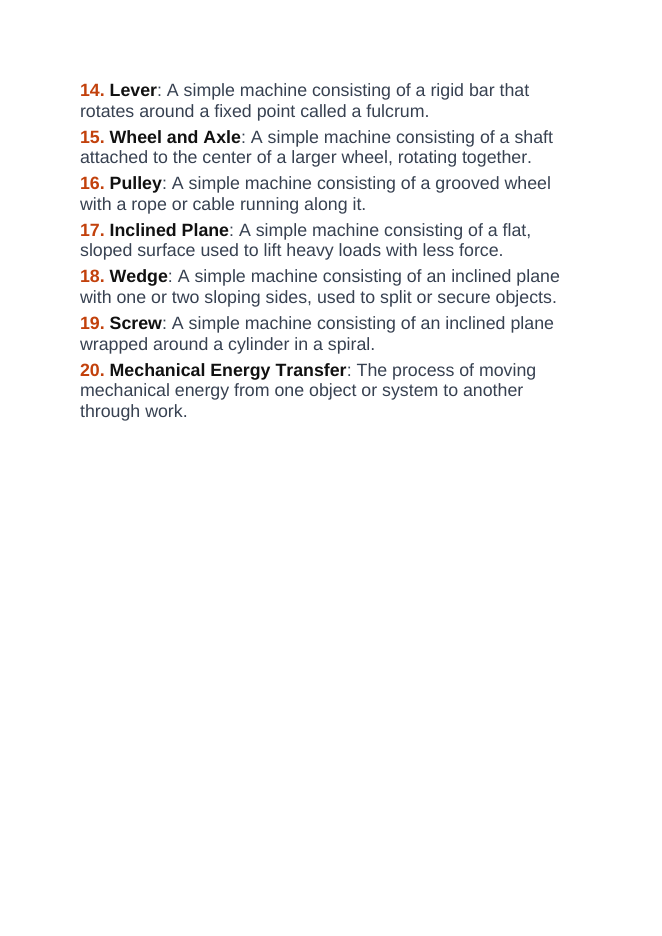 Kinetic & Potential Energy Vocabulary Words & Definitions sample page