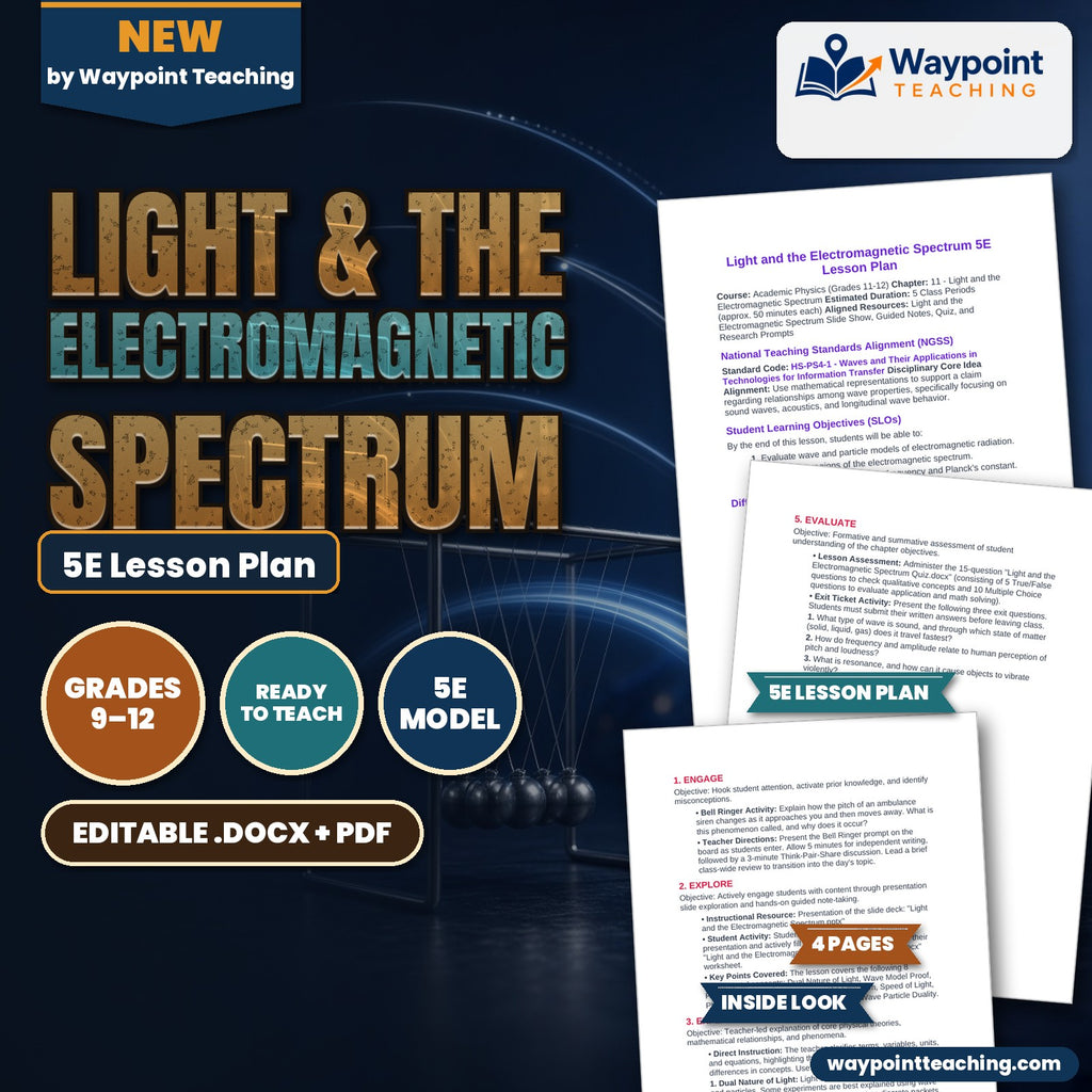 Light & the Electromagnetic Spectrum 5E Lesson Plan cover
