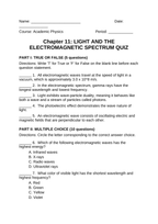 Light & the Electromagnetic Spectrum Lesson Quiz sample page